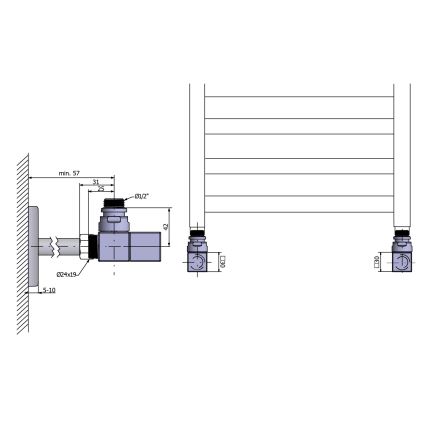 Sapho - Aansluitset voor hoekstopkranen CUBE mat zwart