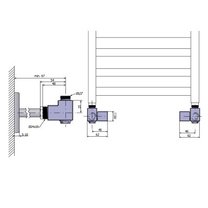Sapho - Aansluitset voor hoekventielen CUBE COMBI, 2 stuks, rechts/mat RVS