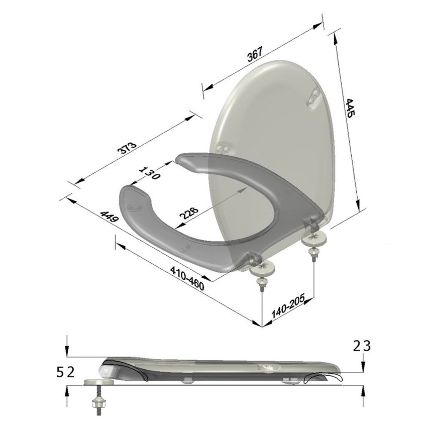 Sapho - Abattant WC pour personnes à mobilité réduite blanc/duroplast