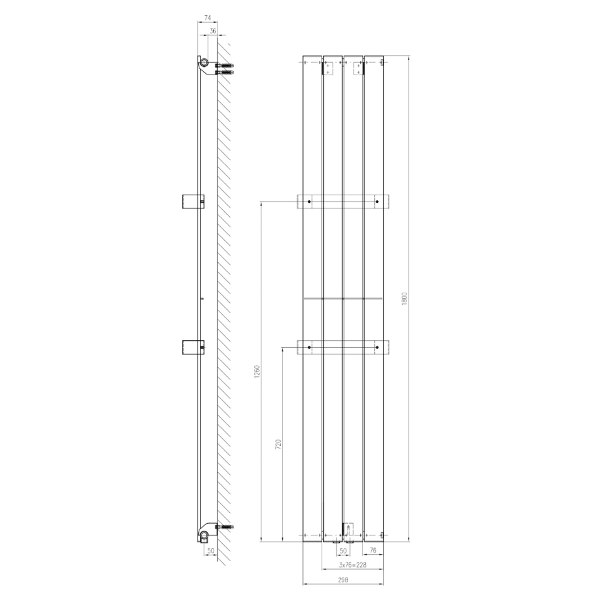 Sapho - Badkamerradiator COLONNA 180x30 cm wit