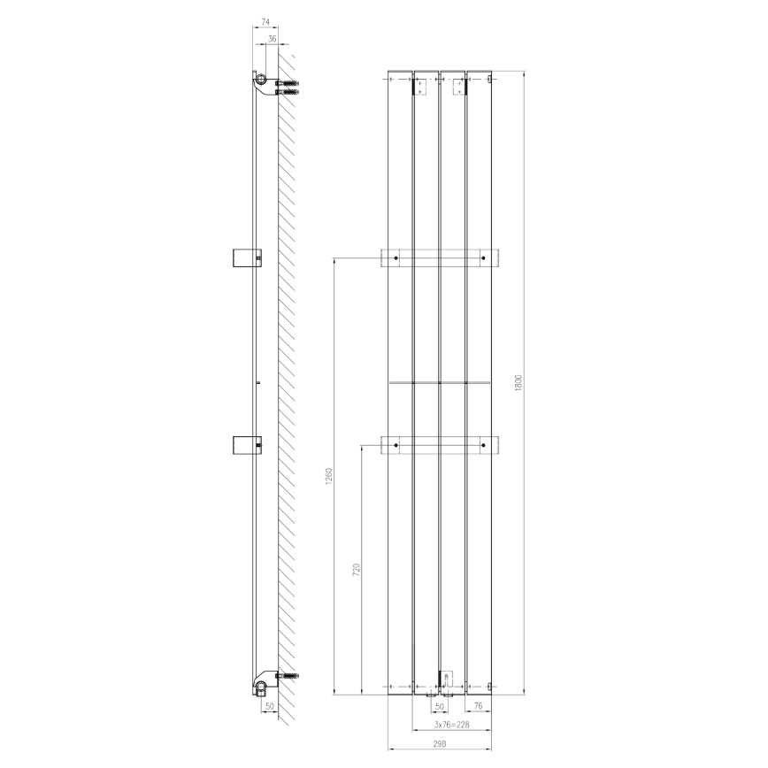 Sapho - Badkamerradiator COLONNA 180x30 cm zilverkleurig