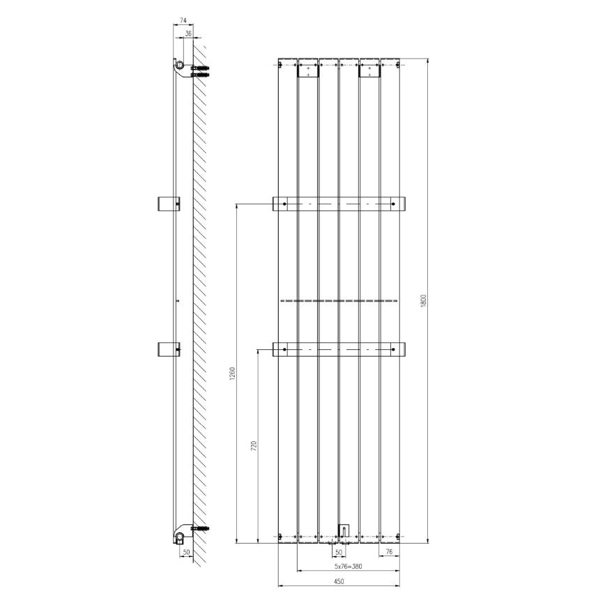 Sapho - Badkamerradiator COLONNA 180x45 cm zwart