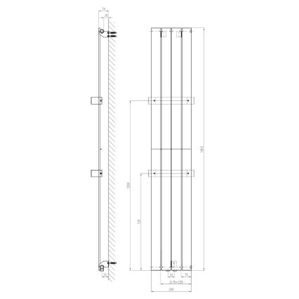 Sapho - Badkamerradiator COLONNA 614W/230V 29x180 cm wit