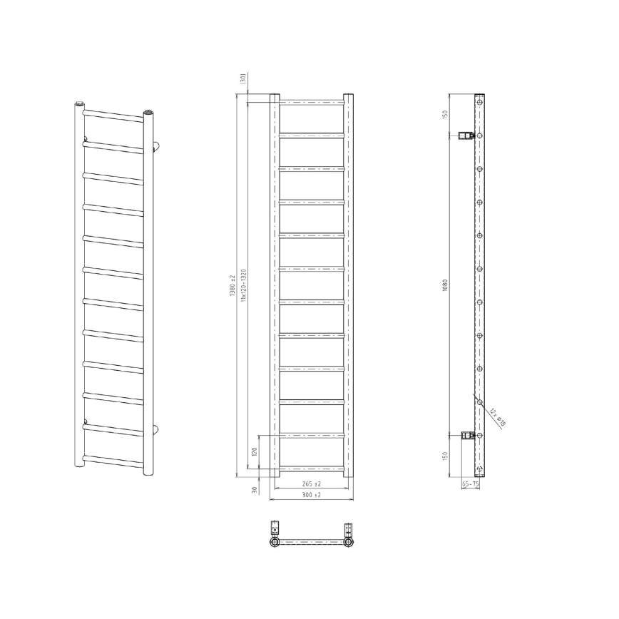 Sapho - Badkamerradiator DINA 138x30 cm wit