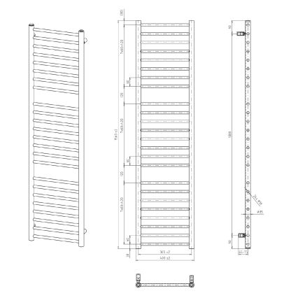 Sapho - Badkamerradiator DINA 156x40 cm mat zwart
