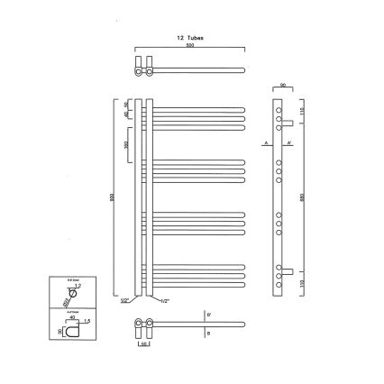 Sapho - Badkamerradiator DORLION 300W/230V 50x90 cm mat zwart