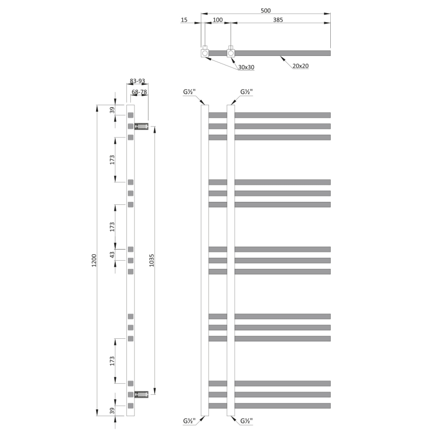 Sapho - Badkamerradiator MAGDALENA 408W/230V 50x120 cm glanzend chroom