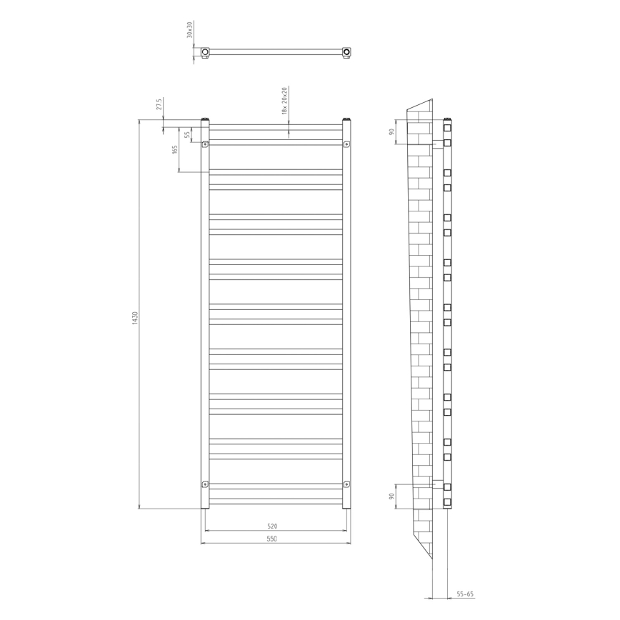 Sapho - Badkamerradiator METRO DOS 143x55 cm mat zwart