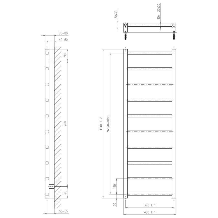 Sapho - Badkamerradiator METRO LIGHT 114x40 cm glanzend chroom