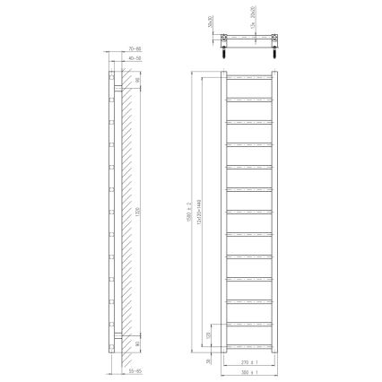 Sapho - Badkamerradiator METRO LIGHT 150x30 cm wit
