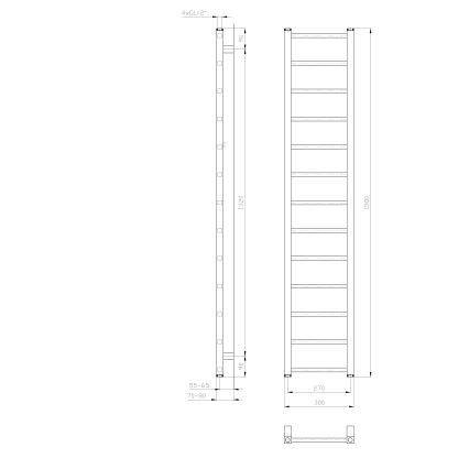 Sapho - Badkamerradiator METRO LIGHT 150x30 cm wit