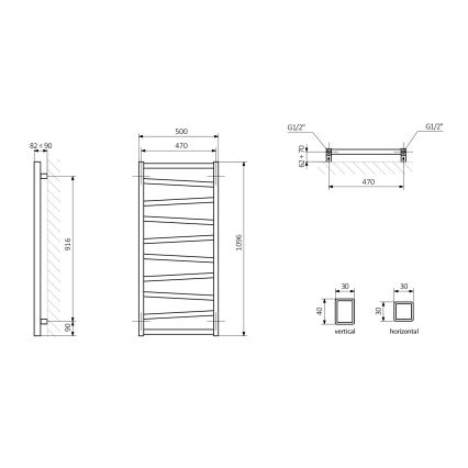 Sapho - Badkamerradiator ZIG 110x50 cm wit
