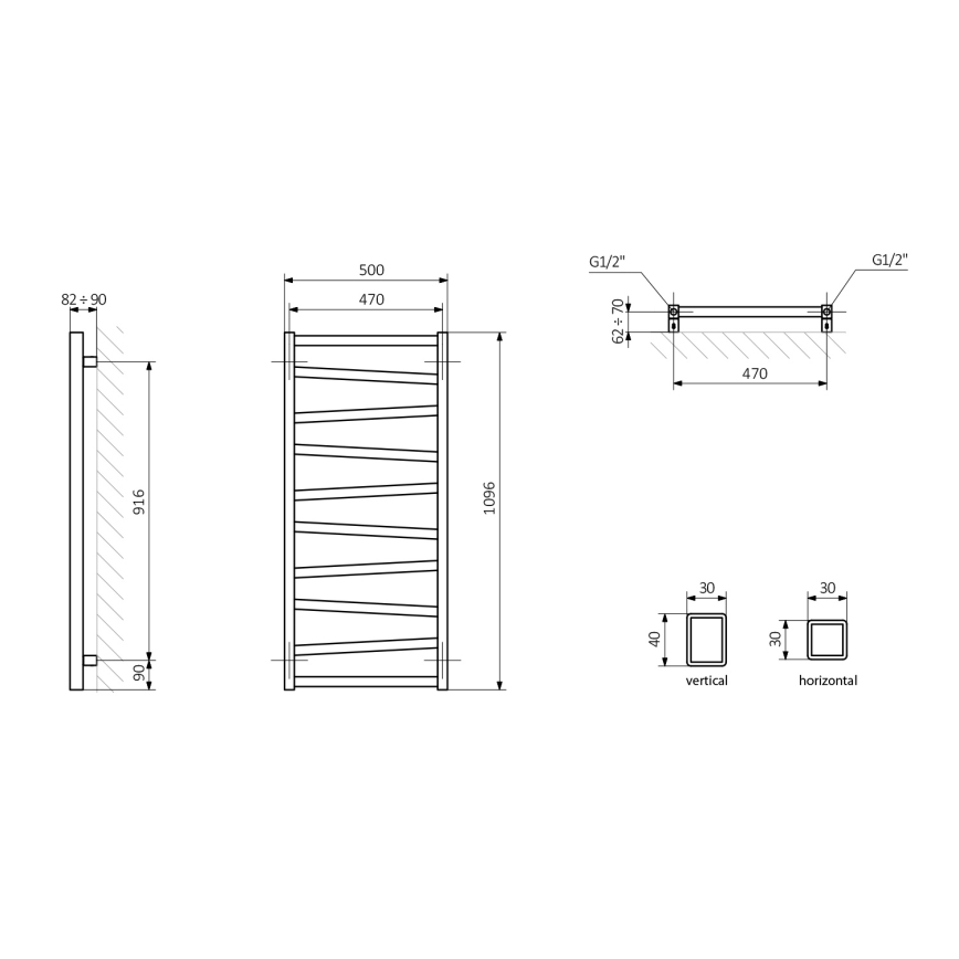 Sapho - Badkamerradiator ZIG 110x50 cm wit