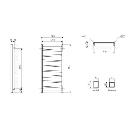 Sapho - Badkamerradiator ZIG 582W/230V 50x157 cm wit