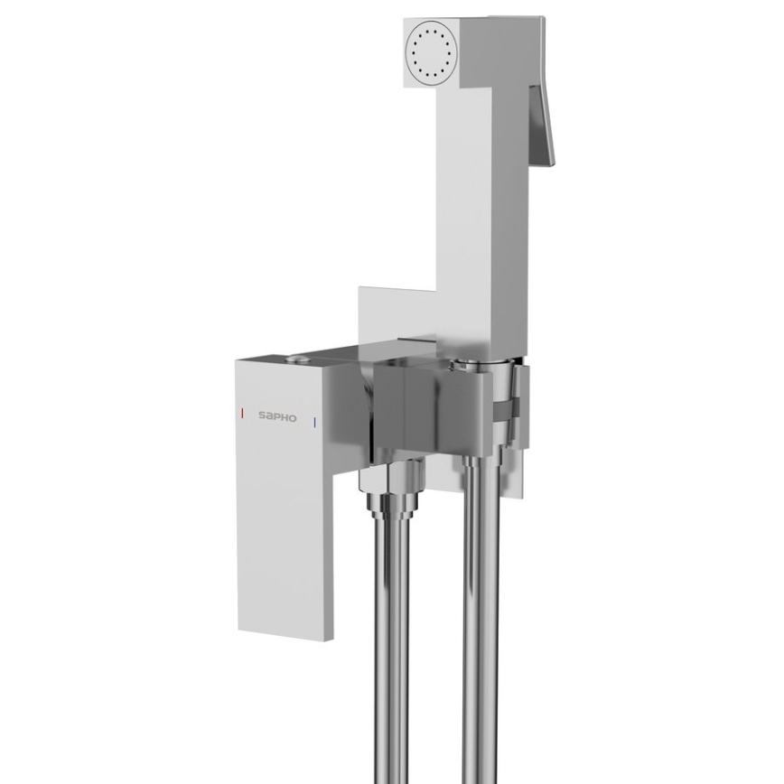 Sapho - Bidetkraan met douche voor inbouwmontage CUBEMIX hoekig/glanzend chroom