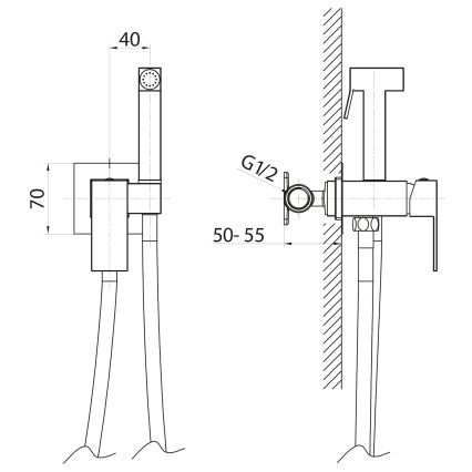 Sapho - Bidetkraan met douche voor inbouwmontage CUBEMIX hoekig/glanzend chroom