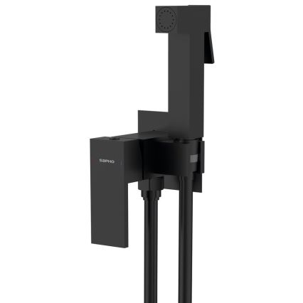 Sapho - Bidetkraan met douche voor inbouwmontage CUBEMIX hoekig/mat zwart