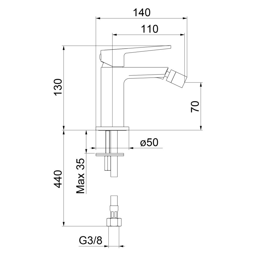 Sapho - Bidetkraan TURSI mat zwart