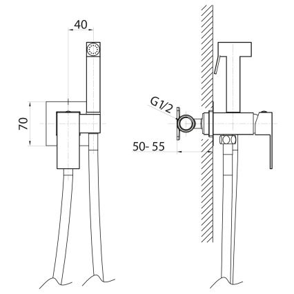 Sapho - Bidetmengkraan met handdouche voor inbouw CUBEMIX mat goud