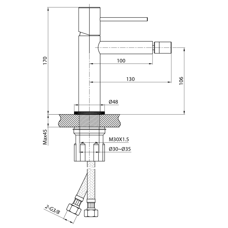 Sapho - Bidetmengkraan SOLARIS mat zwart