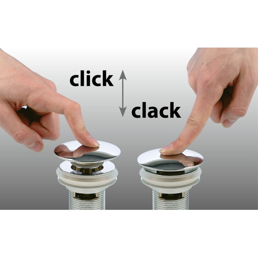 Sapho - Bonde Click-Clack pour lavabo Ø 6,4 cm, céramique/chrome brillant