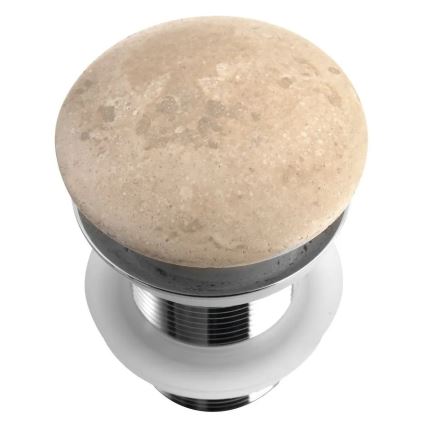 Sapho - Bonde de lavabo Click-Clack BLOK Ø 6,7 cm travertin/chrome brillant