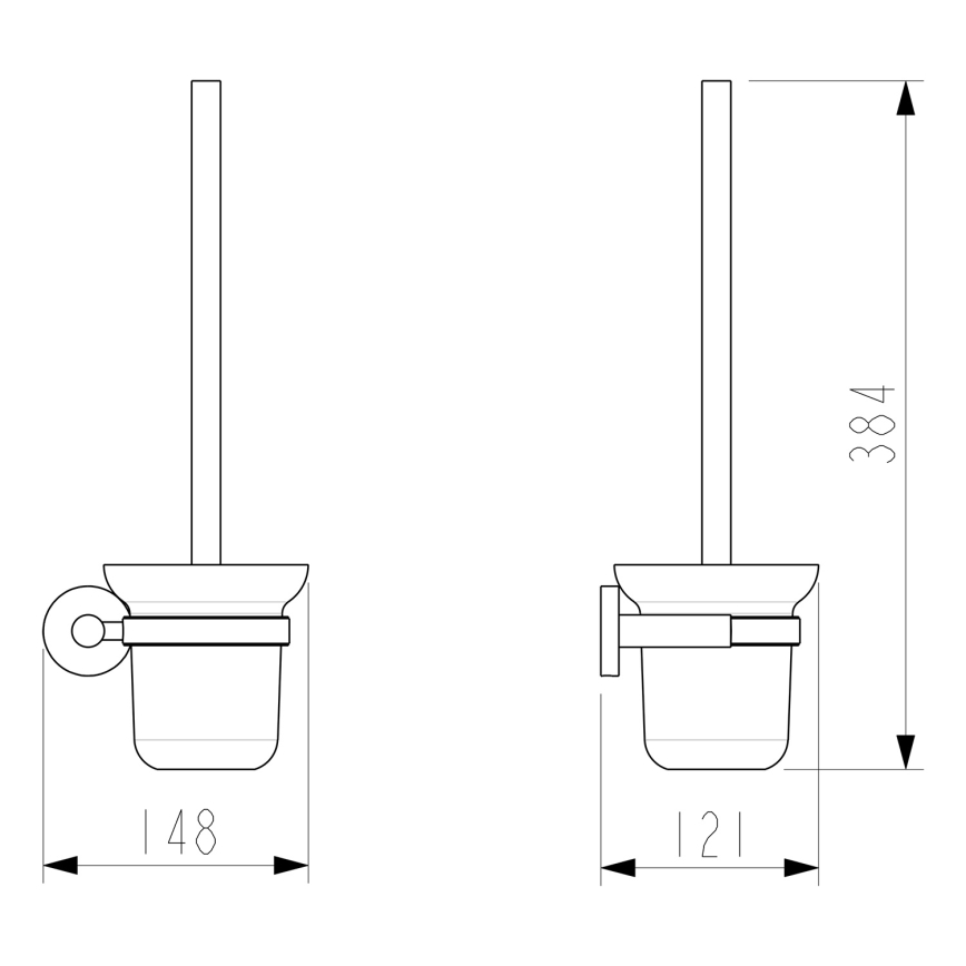 Sapho - Brosse WC murale X-ROUND verre dépoli/chrome brillant
