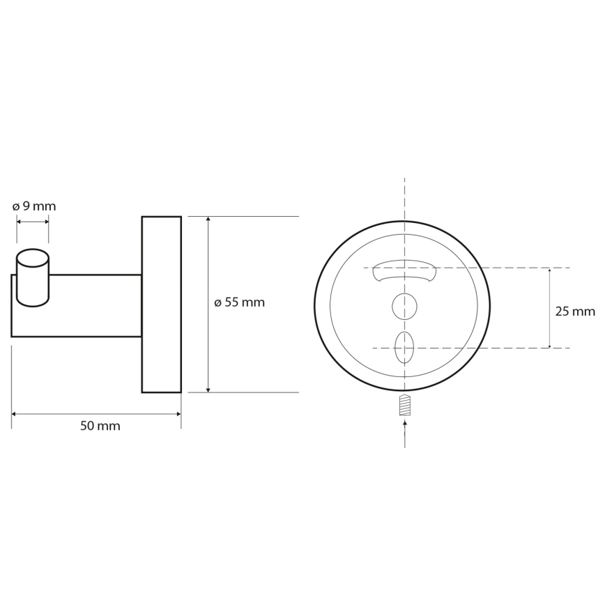 Sapho - Crochet mural double X-ROUND 5x5,5 cm noir