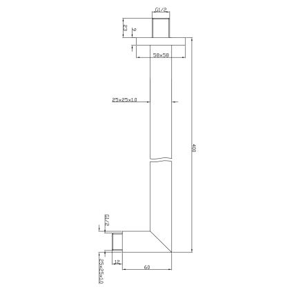 Sapho - Douche arm hoekig 40 cm glanzend chroom