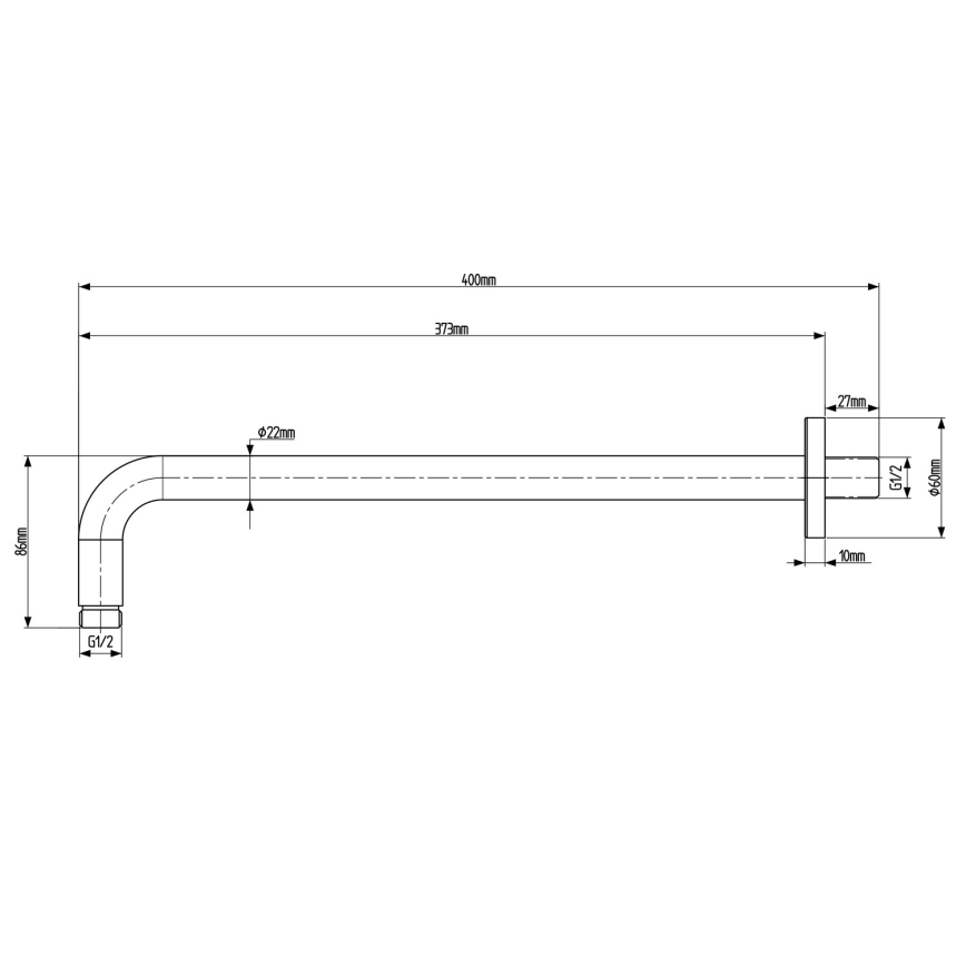 Sapho - Douche arm rond 40 cm mat zwart