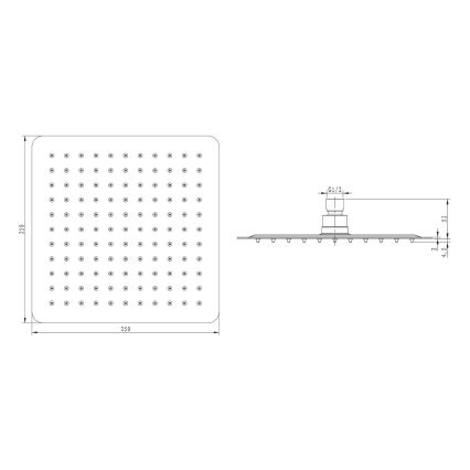 Sapho - Douche de tête SLIM 25x25 cm poli acier inoxydable