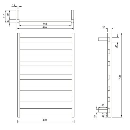 Sapho - Elektrische handdoekdroger ELIAS 105 W 73 x 49 cm mat zwart