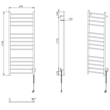 Sapho - Elektrische handdoekhouder REDONDO 130W/230V 150 cm glanzend chroom rechts rond