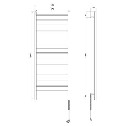 Sapho - Elektrische handdoekradiator ESKINADO 130 W 150 x 60 cm rvs/glanzend chroom