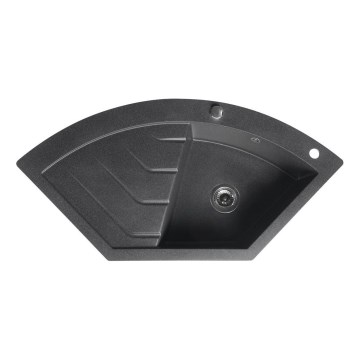 Sapho - Évier d'angle de cuisine 114 x 57,5 cm en granit, noir