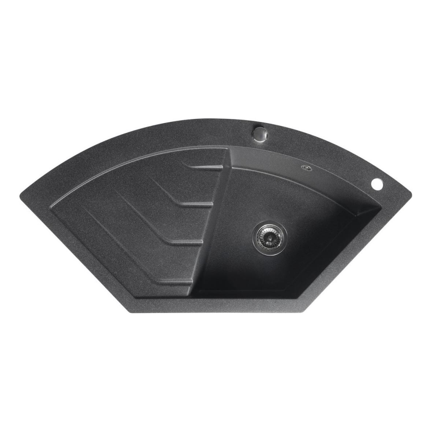 Sapho - Évier d'angle de cuisine 114 x 57,5 cm en granit, noir