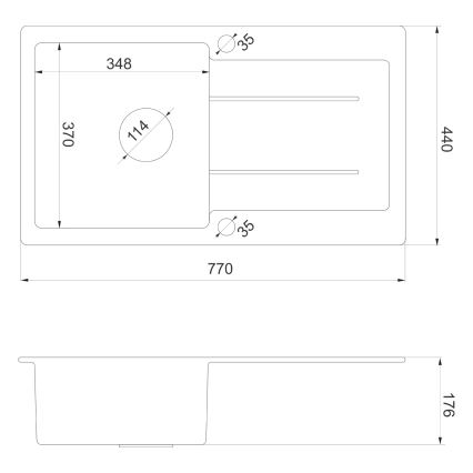 Sapho - Évier de cuisine 77x44 cm granit/beige