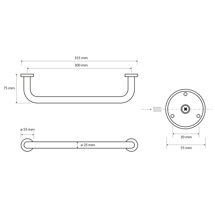 Sapho - Handgreep X-ROUND 7,5x35,5 cm glanzend chroom