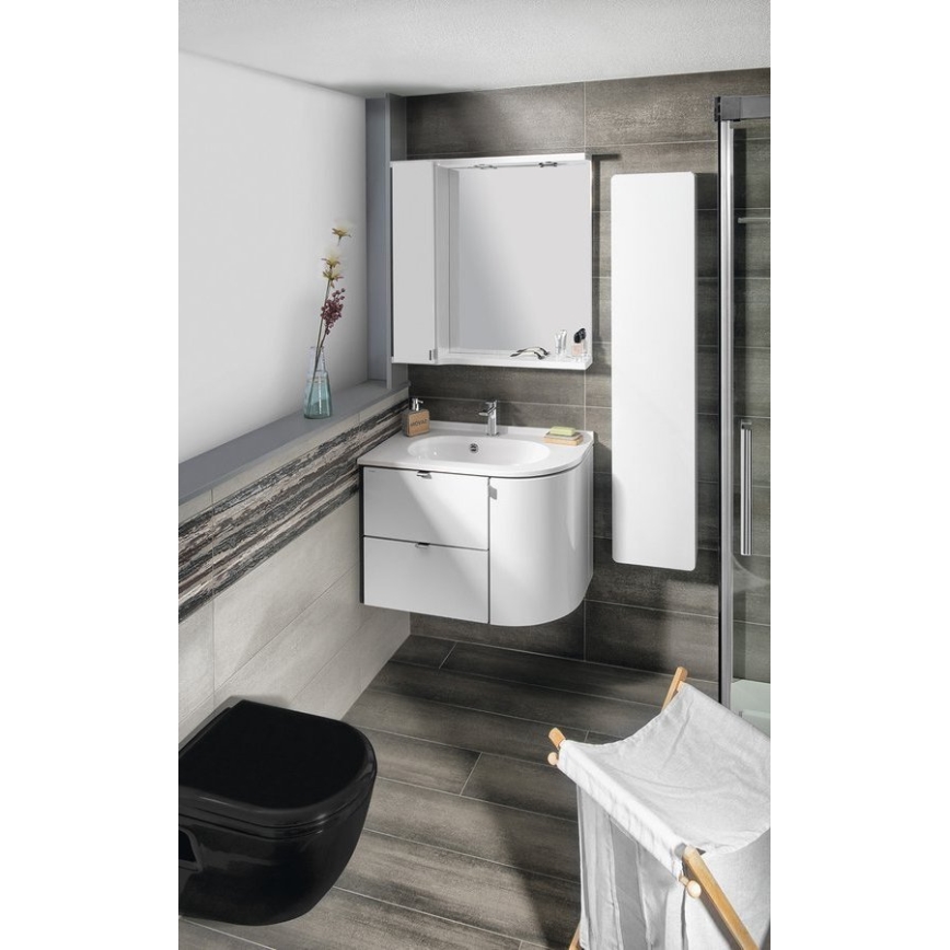 Sapho - Hoek-inbouwwastafel PULSE 75x43 cm marmer/wit