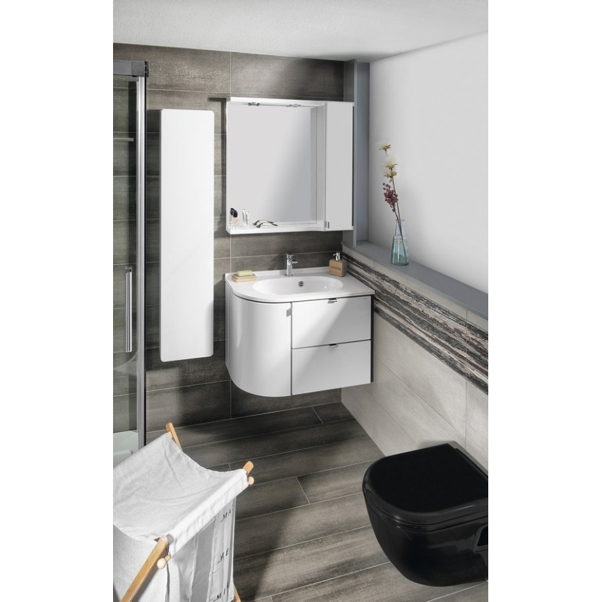 Sapho - Hoek-inbouwwastafel PULSE 75x43 cm marmer/wit