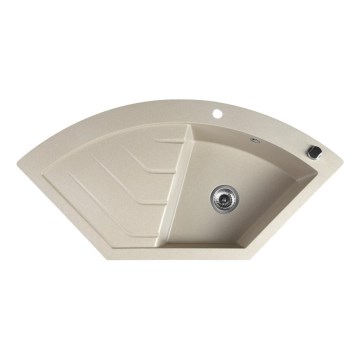 Sapho - Hoekspoelbak voor keuken 114 x 57,5 cm, graniet/beige