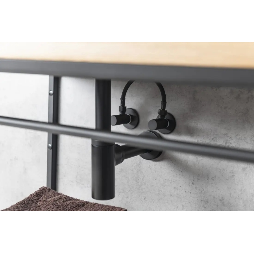 Sapho - Hoekstopkraan met ronde rozet/mat zwart