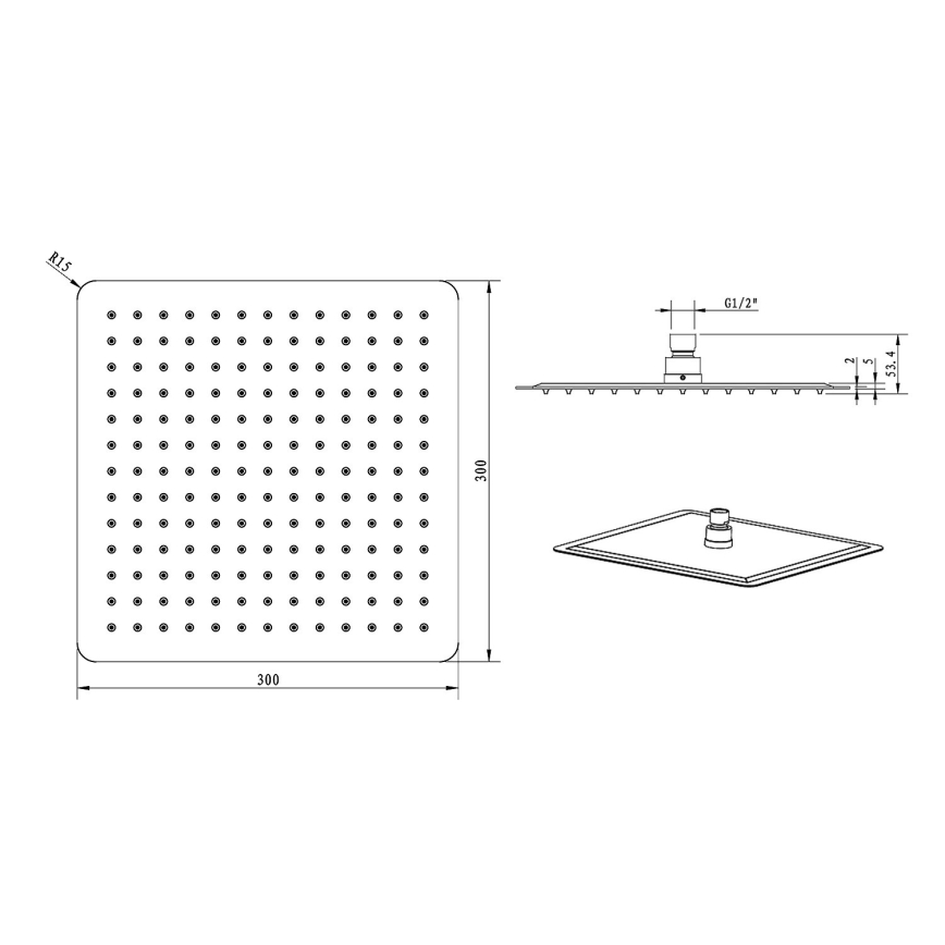 Sapho - Hoofddouche SLIM 30x30 cm gepolijst roestvrij