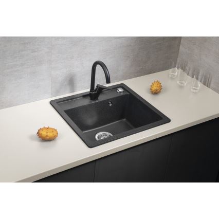Sapho - Keukenspoelbak 53x50 cm graniet/zwart