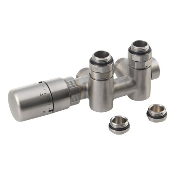 Sapho - Kit de raccordement thermostatique pour raccordement central TWIN COMBI gauche/inox mat