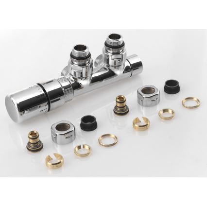 Sapho - Kit thermostatique de raccordement pour raccordement central TWIN gauche/chrome brillant