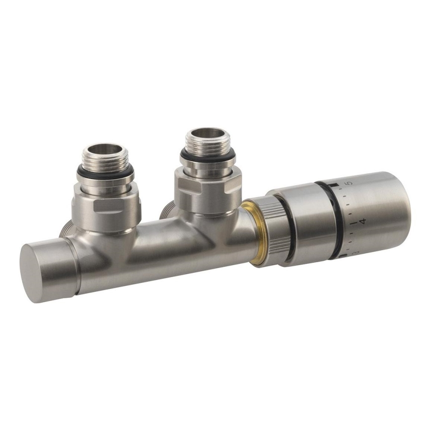 Sapho - Kit thermostatique pour raccordement central TWIN, inox mat