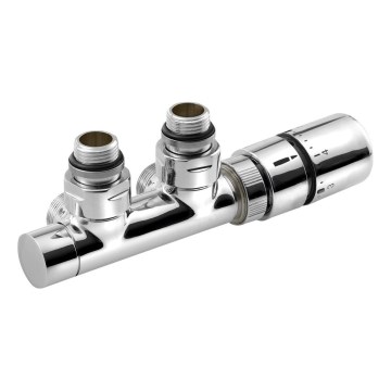 Sapho - Kit thermostatique pour raccordement central TWIN, version droite / chrome brillant