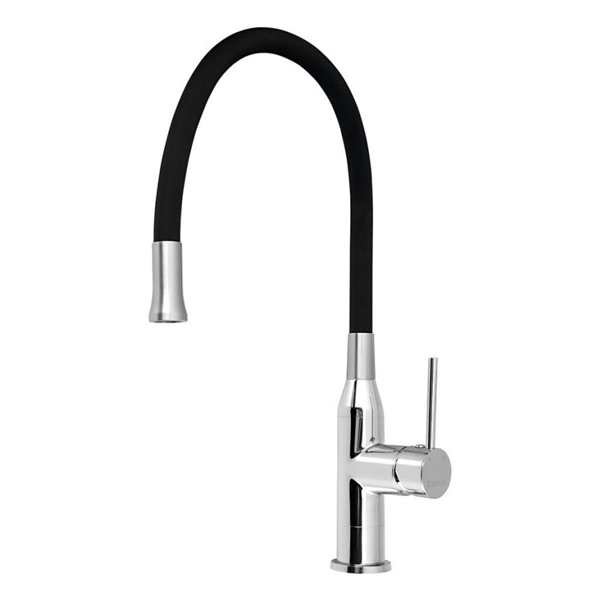 Sapho - Kraan voor gootsteen met flexibele arm SILI zwart/messing