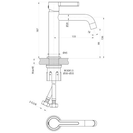 Sapho - Kraan voor wastafel ICONIC 18,7 cm glanzend chroom